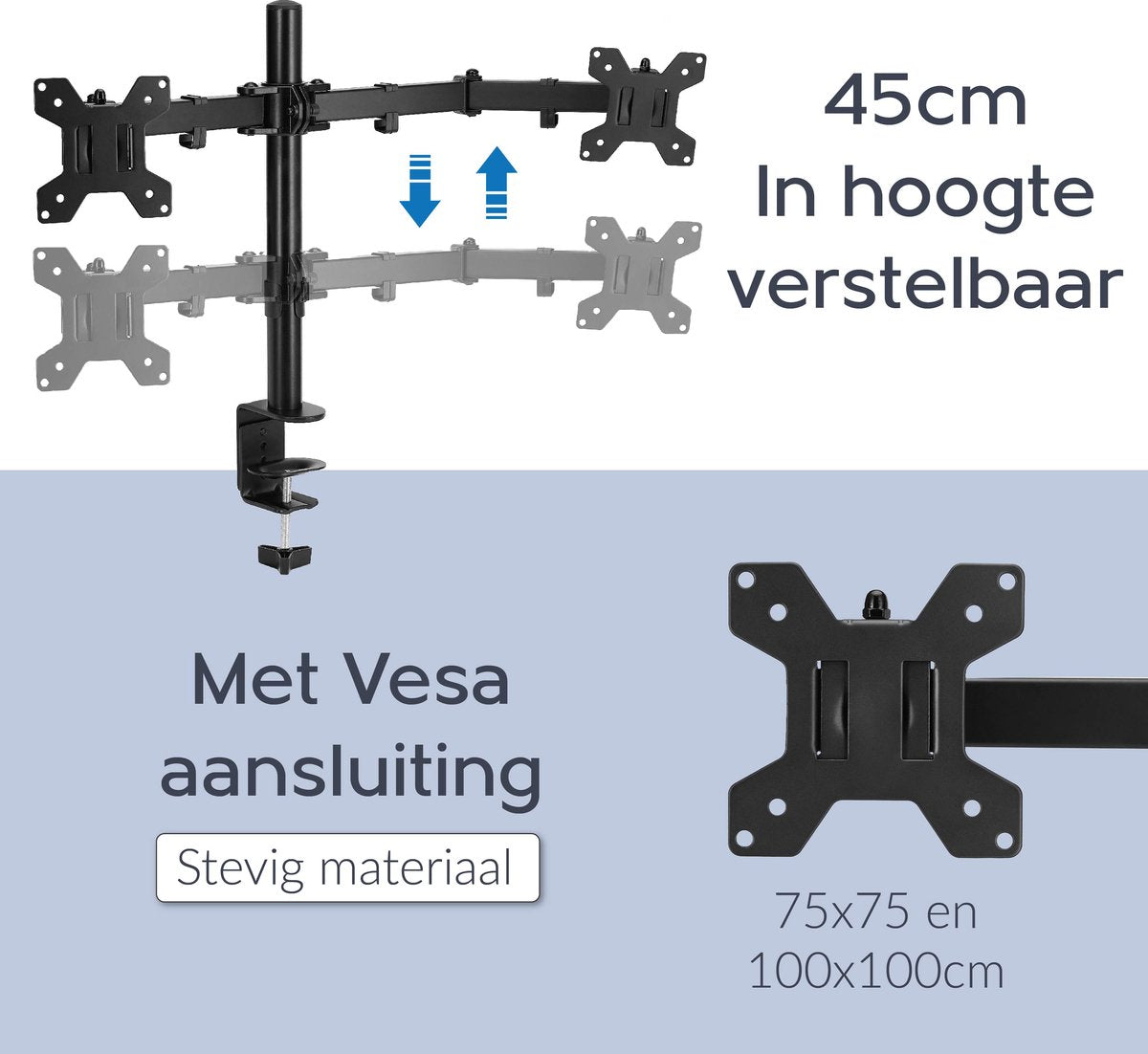 Dubbele Monitor Arm - Standaard - Beugel - 2 Schermen - 13 t/m 27 inch