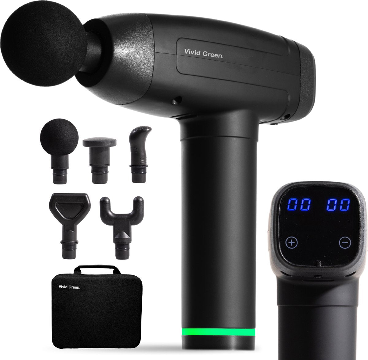 Massage gun - Professioneel - Apparaat - Sport en Relax Massage - Draadloos - 6 opzetstukken - 12 mm - 2500 mAh - Zwart