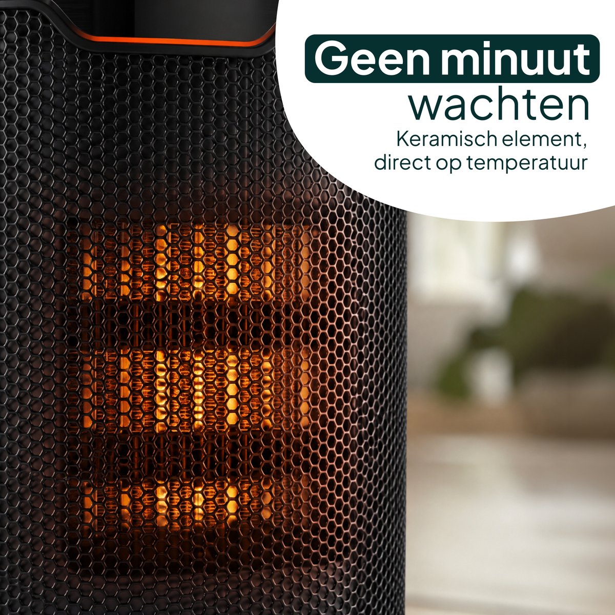 Keramische Elektrische Kachel 1500W - Ventilatorkachel - ECO-modus - Timer - Afstandsbediening - Zwart
