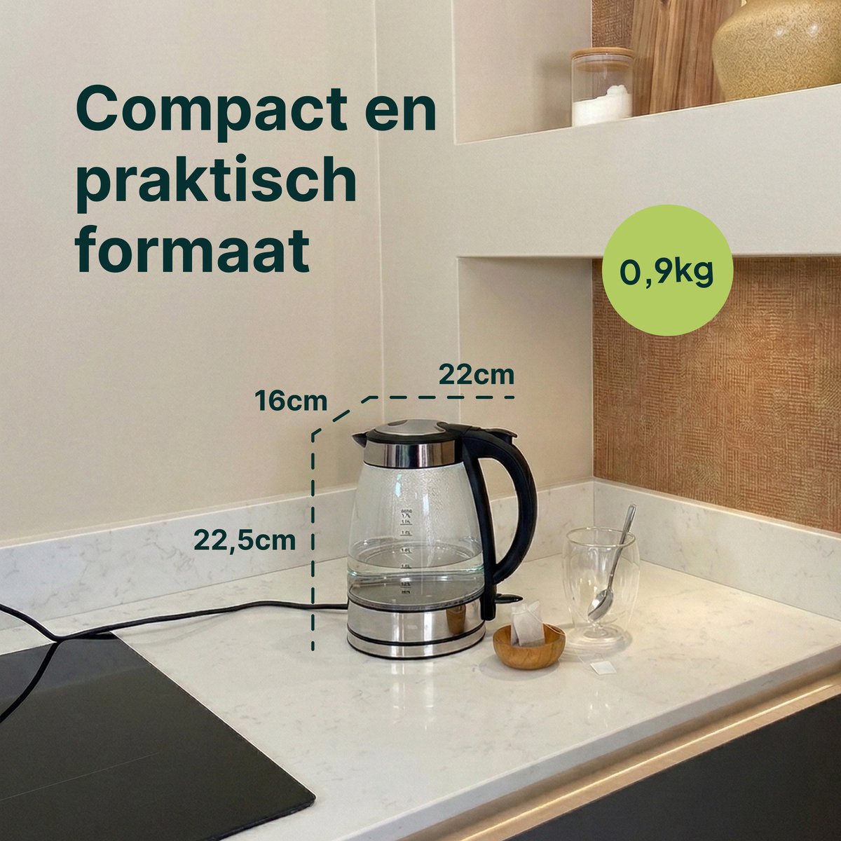Glazen Waterkoker - 1,7L - 2200W - LED Verlichting - Met Kalkfilter