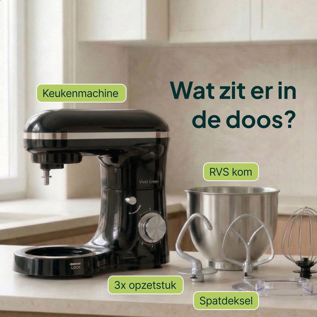 1500W Keukenmachine - Keukenrobot - 5L - Keukenmixer - Mixer met Mengkom - Rood