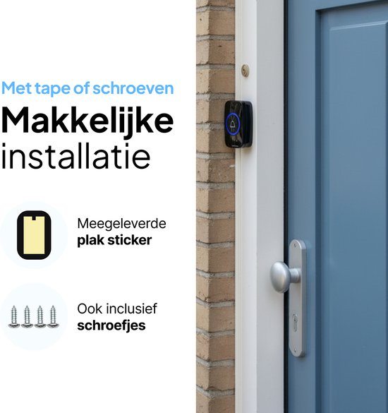 Draadloze Deurbel - IP44 Waterdicht - Met ontvanger