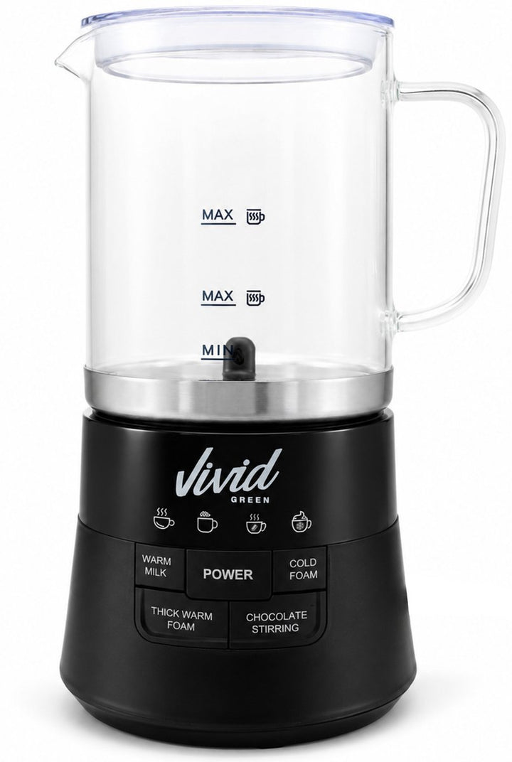 Glazen Melkopschuimer - Warm & Koud Schuim - 4-in-1 - Elektrische Melkschuimer - PFAS-vrij & BPA-vrij - Vaatwasserbestendig