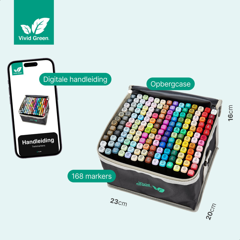 Twinmarkers 168 stuks voor volwassenen - Alcohol markers - Stiften - Markeerstiften
