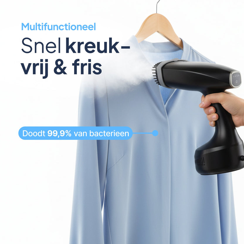 Kledingstomer - Krachtige Handstomer 1800W - Stoomapparaat Kleding - Steamer - Zwart