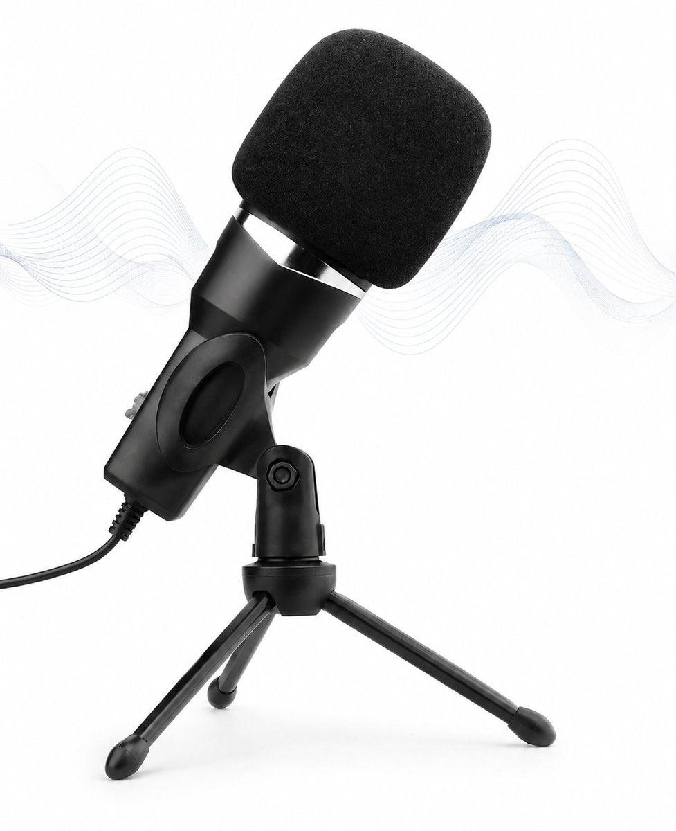 USB Microfoon met standaard - Gaming - Podcast - Voor Pc en console - Standaard - Incl. Plopkap - Zwart