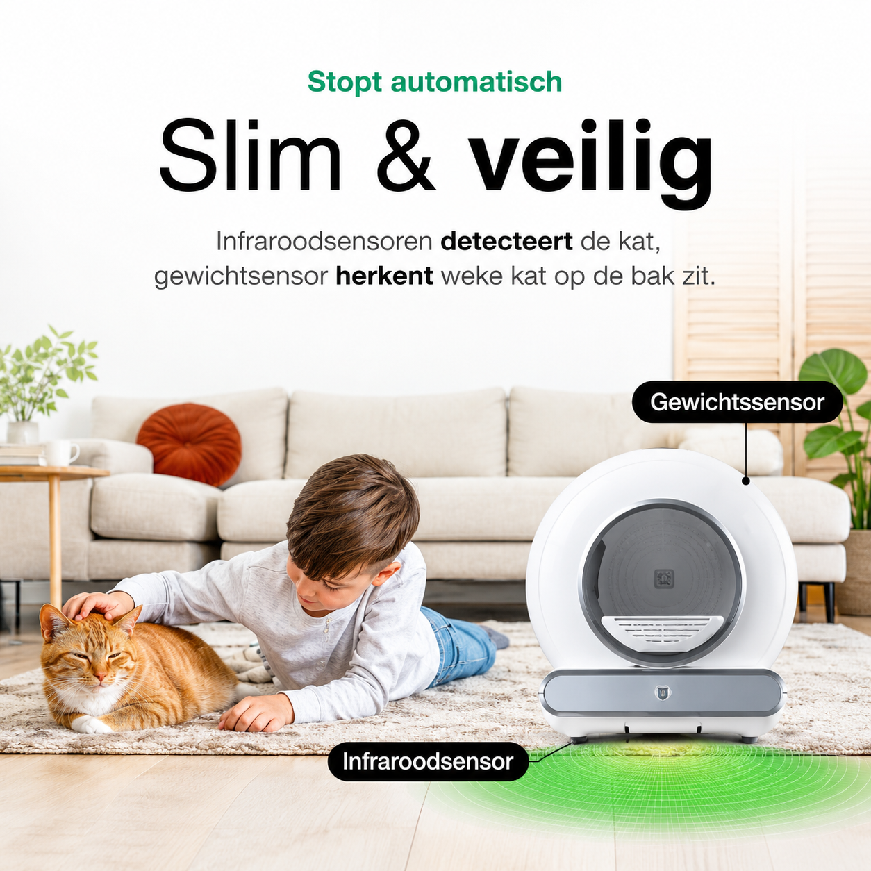 Automatische kattenbak -Zelfreinigende Kattenbak Inclusief App - 65L - 4 standen