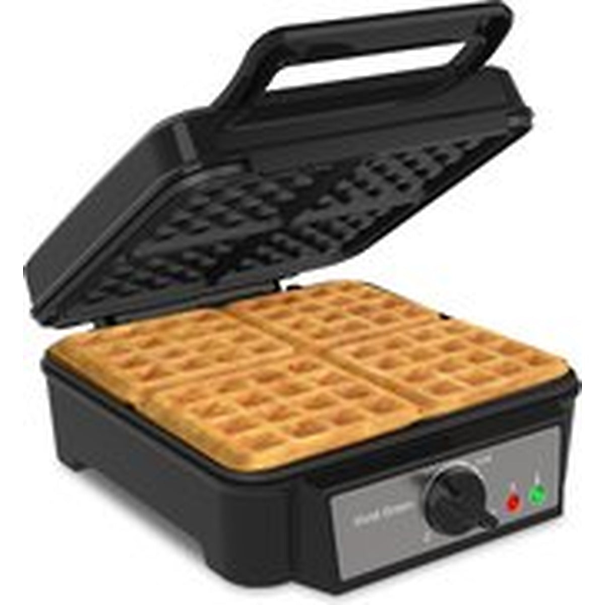 Wafelijzer voor 4 Wafels - Wafelmaker - Antiaanbaklaag - Temperatuur instelbaar - Zwart