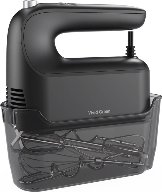 Handmixer 400W - 9 snelheden - Turbofunctie - Opberghouder - Deeghaken - Zwart