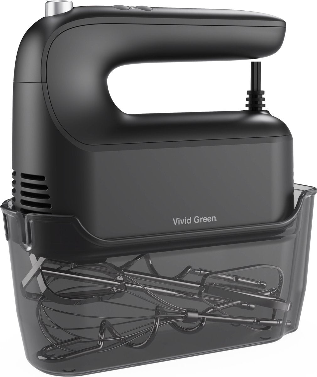 Handmixer 400W - 9 snelheden - Turbofunctie - Opberghouder - Deeghaken - Zwart
