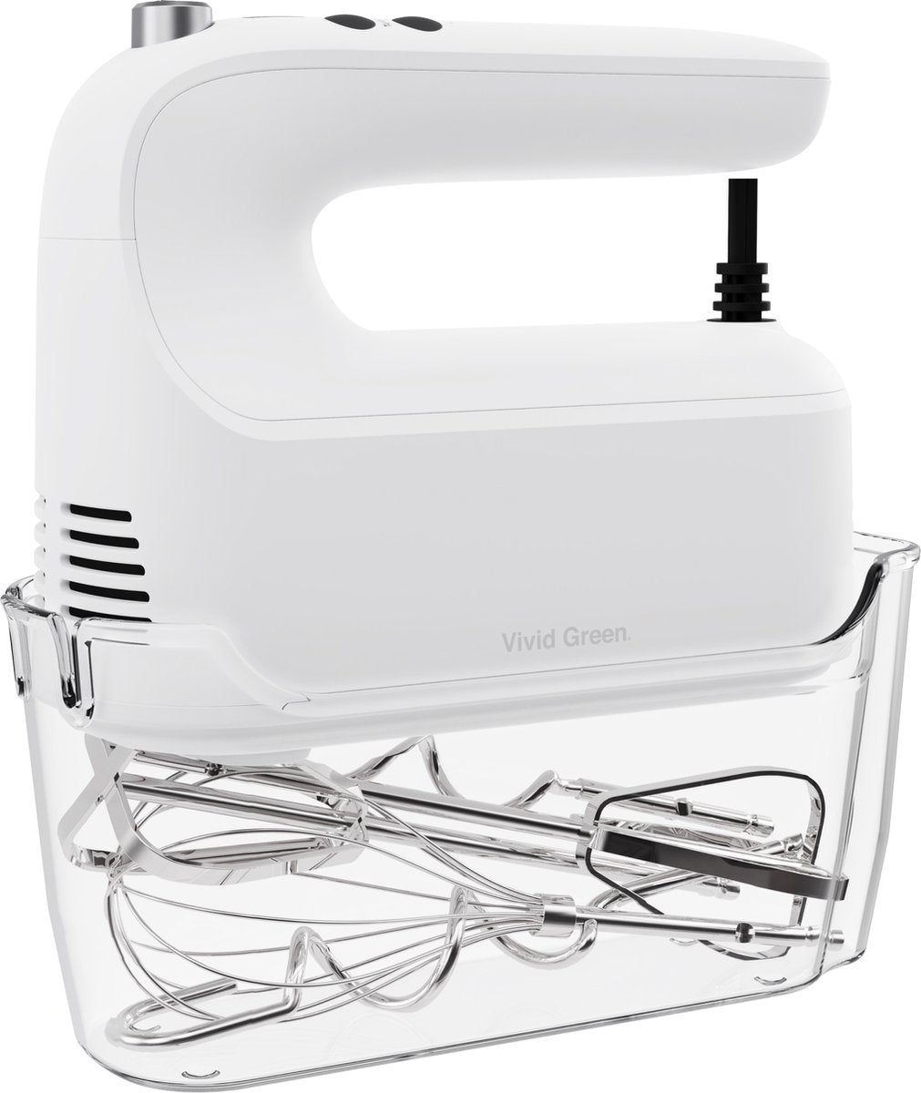 Handmixer 400W - 9 snelheden - Turbofunctie - Opberghouder - Deeghaken - Wit