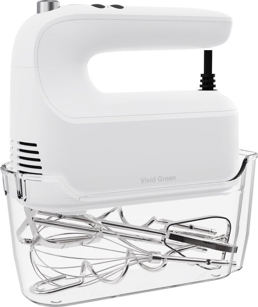 Handmixer 400W - 9 snelheden - Turbofunctie - Opberghouder - Deeghaken - Wit