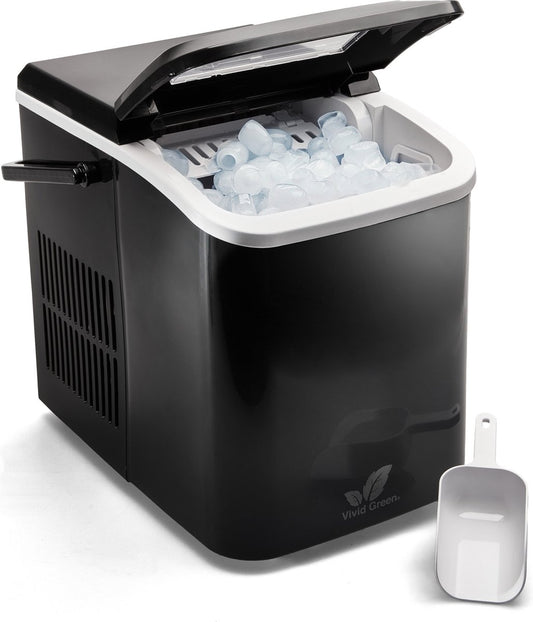 Ijsblokjesmachine met Ijsschep 1.8L - Ijsblokjesmaker - 9 blokjes in 8 minuten - 12KG/24 uur - Draagbaar met Handvat - IJsmachine - IJsblokjes - Zwart