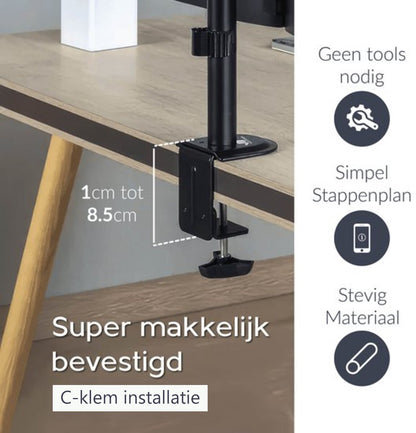 Dubbele Monitor Arm - Standaard - Beugel - 2 Schermen - 13 t/m 27 inch