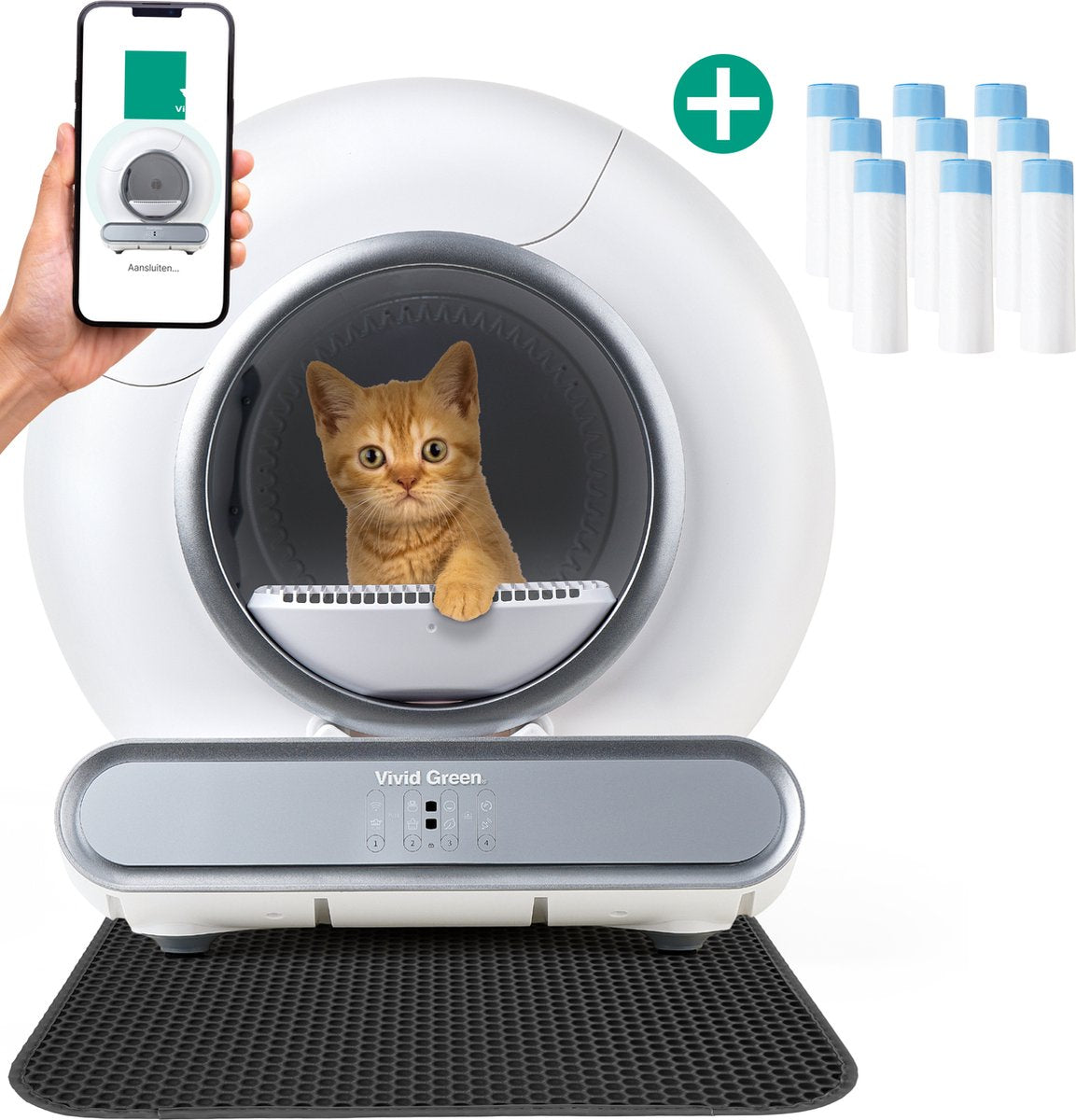 Automatische kattenbak -Zelfreinigende Kattenbak Inclusief App - 65L - 4 standen