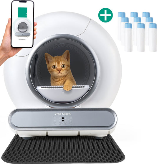 Automatische kattenbak -Zelfreinigende Kattenbak Inclusief App - 65L - 4 standen