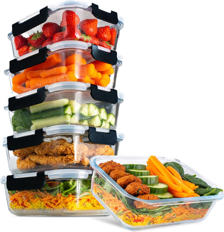 Vershoudbakjes Glas - 6 stuks - Meal Prep Bakjes - Diepvriesbakjes - 1040ml