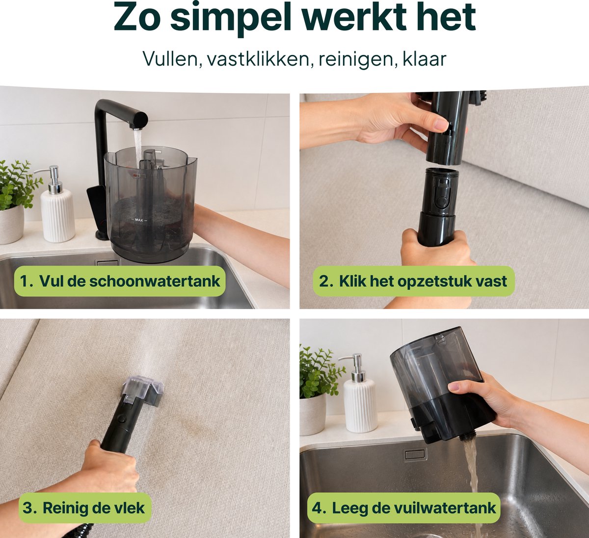 Tapijtreiniger Compact & Draagbaar - Vlekkenreiniger Lichtgewicht - Meubelreiniger - Bank Reiniger Machine - Zetelreiniger