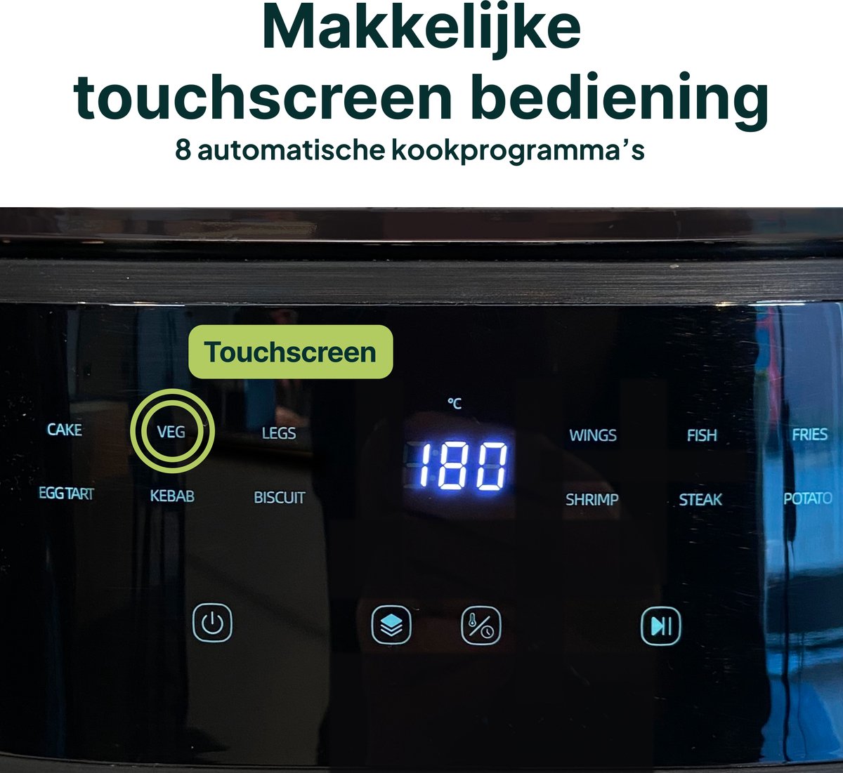 Airfryer 5L - Tot 4 Personen - PFAS-vrij - 12 Programma's