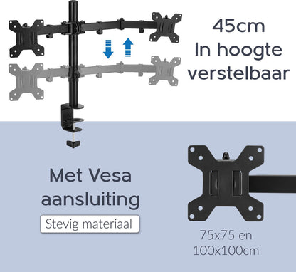 Dubbele Monitor Arm - Standaard - Beugel - 2 Schermen - 13 t/m 27 inch