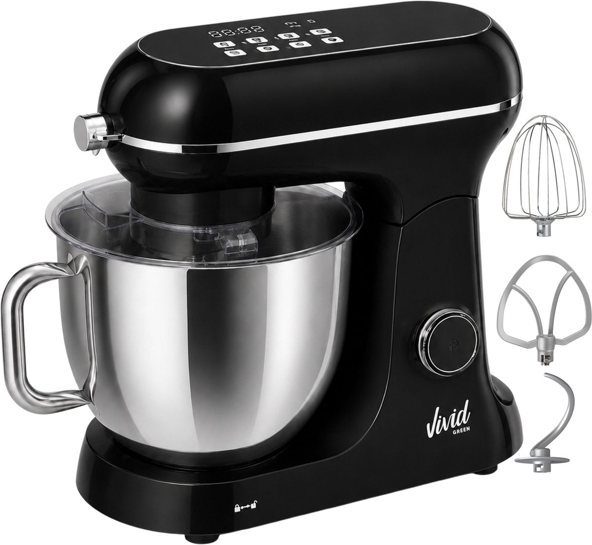 Luxe Keukenmixer - 7L Mengkom met Verwarmde Bodem - Rijsfunctie - Touchscreen & Timer - Vaatwasserbestendig - Keukenmachine - Keukenrobot - Zwart