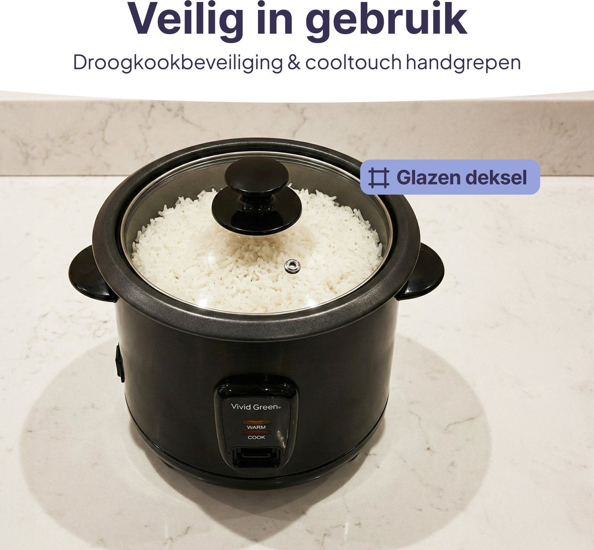 Rijstkoker met Stoommand - 1.5L - 8 Porties - Antiaanbaklaag