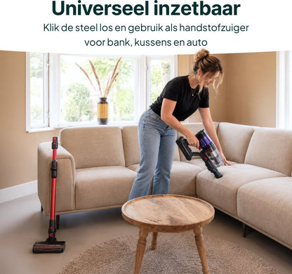 500W Steelstofzuiger - Met Dweilfunctie - Kruimelzuiger - Flexibele Stang - Stofzuiger 32kPa Zuigkracht