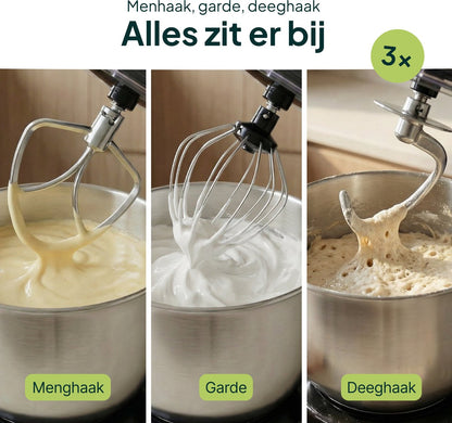 1500W Keukenmixer - 10 Snelheden - 3,8L Mengkom - Keukenmachine - Keukenrobot - Zwart