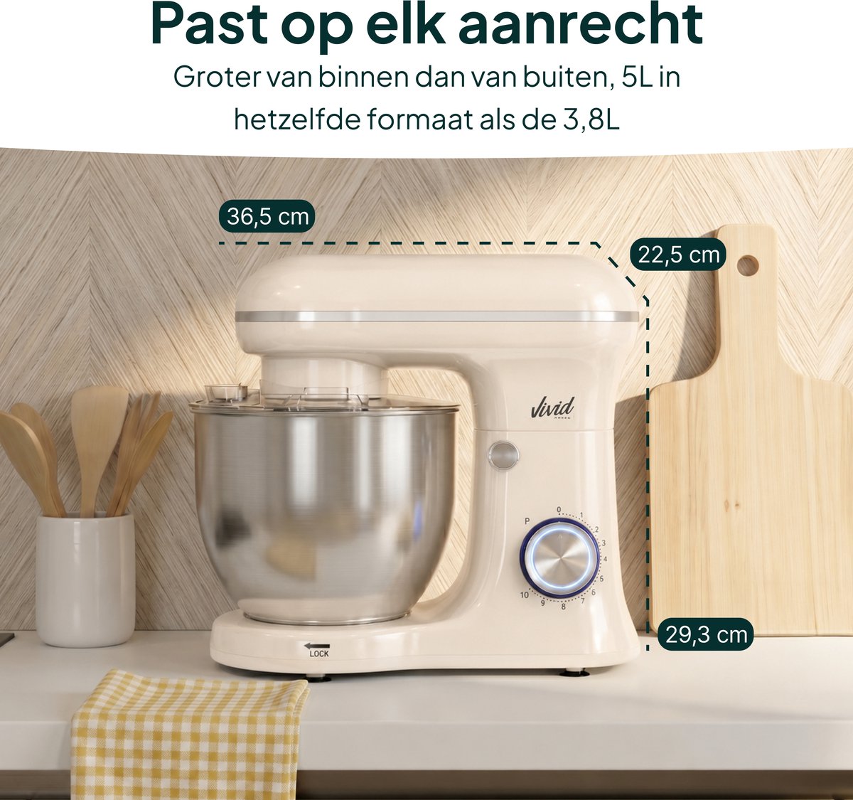 1500W Keukenmixer - 5L Mengkom - 10 Snelheden - Keukenmachine - Keukenrobot - Crème