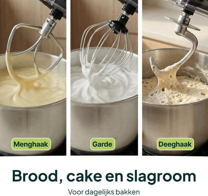 2000W Keukenmachine - Keukenrobot - 6.2L - Keukenmixer - Mixer met Mengkom - Rood