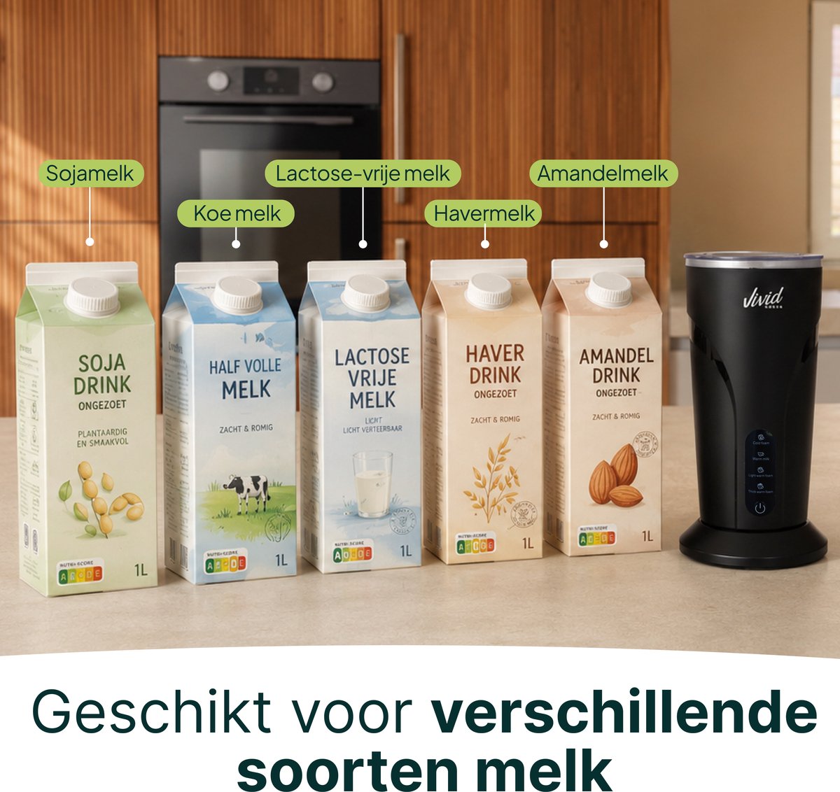Melkopschuimer - PFAS-vrij - 4-in-1 Melkschuimer - Elektrische Melkklopper - Zwart