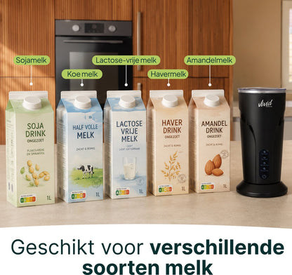 Melkopschuimer - PFAS-vrij - 4-in-1 Melkschuimer - Elektrische Melkklopper - Zwart