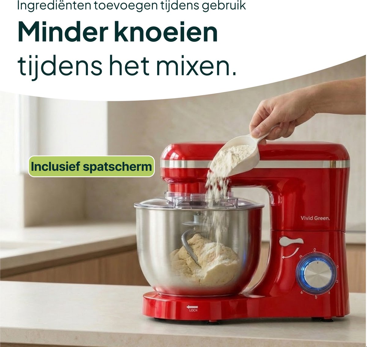 2000W Keukenmachine - Keukenrobot - 6.2L - Keukenmixer - Mixer met Mengkom - Rood