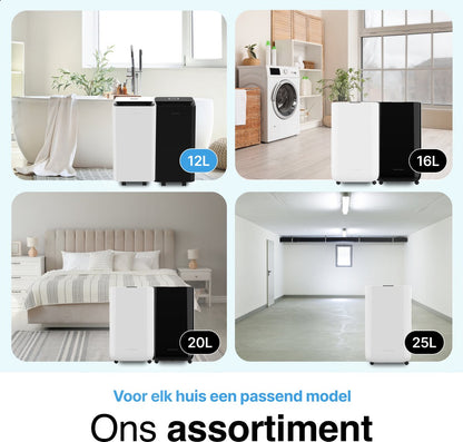 Luchtontvochtiger en Luchtreiniger - 12L - HEPA filter - 210W - Wit
