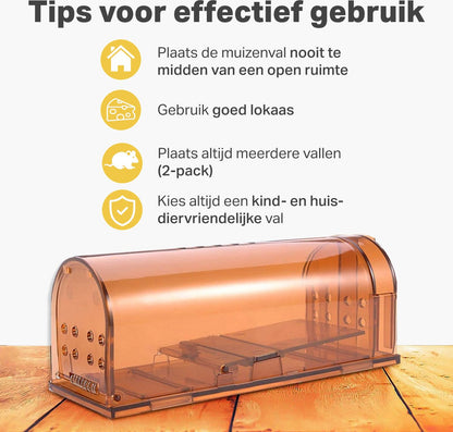 2-Pack Diervriendelijke muizenval voor binnen & buiten