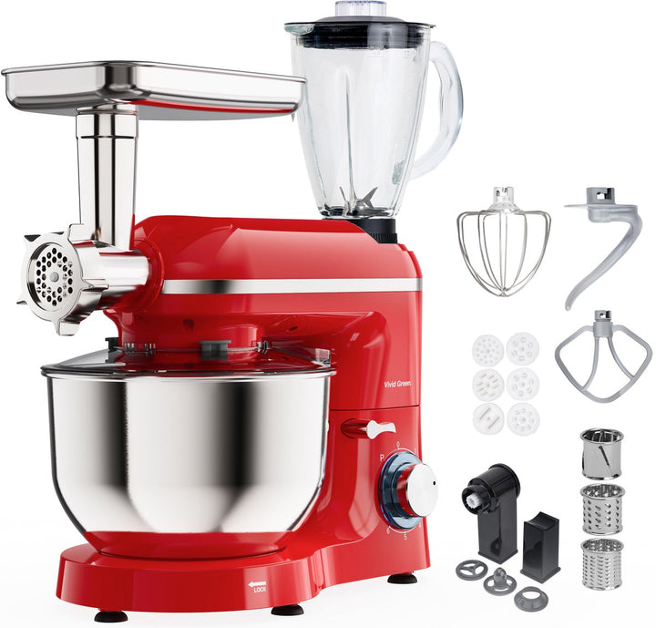 2000W Keukenmixer - 6.2L - Keukenmachine - Keukenrobot - Rood