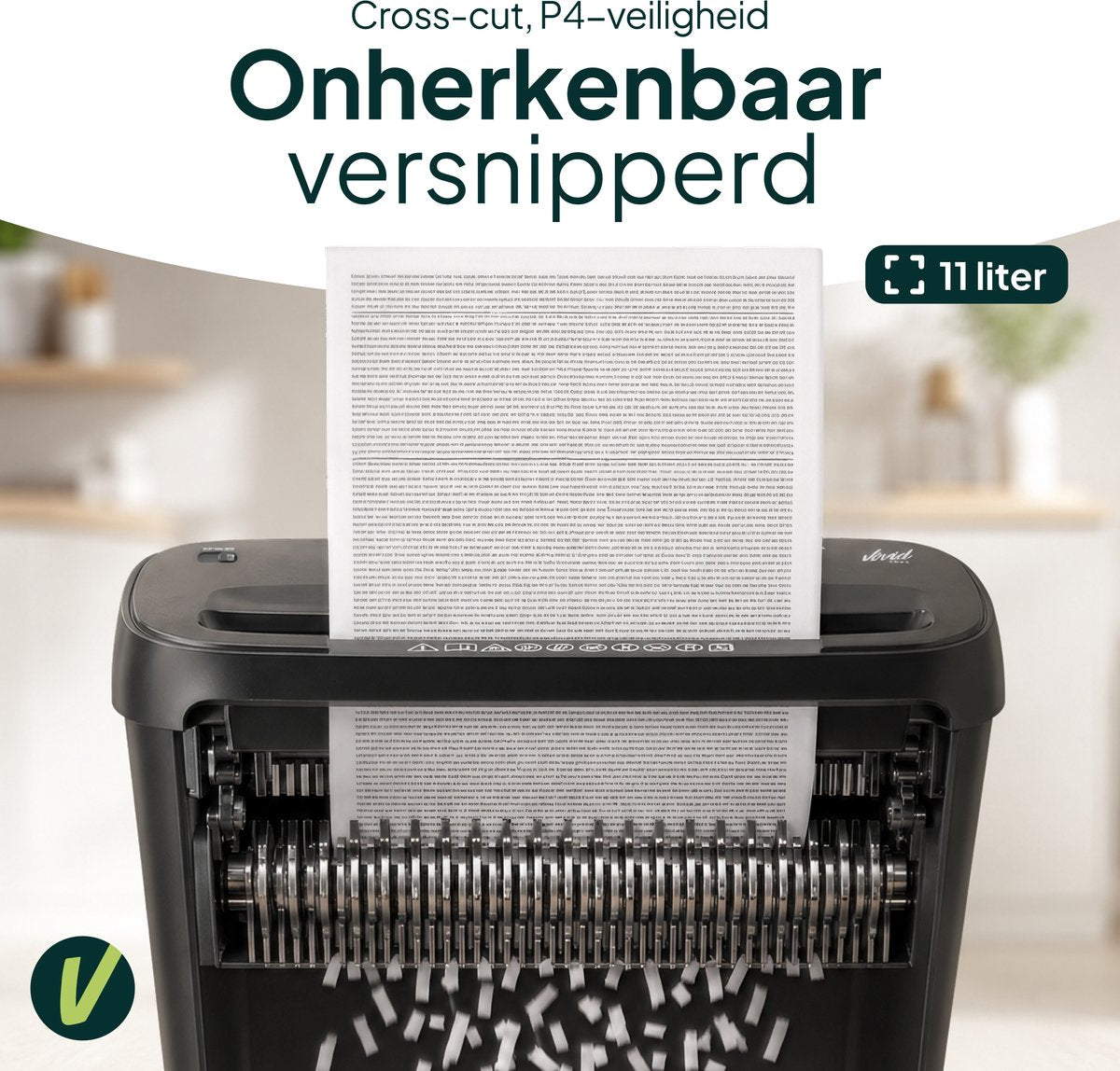 Papierversnipperaar P4 Cross Cut - Papiervernietiger Voor Thuis & Kantoor - 11L - 6 Vellen - Vernietigt ook CD's & Pasjes - Zwart