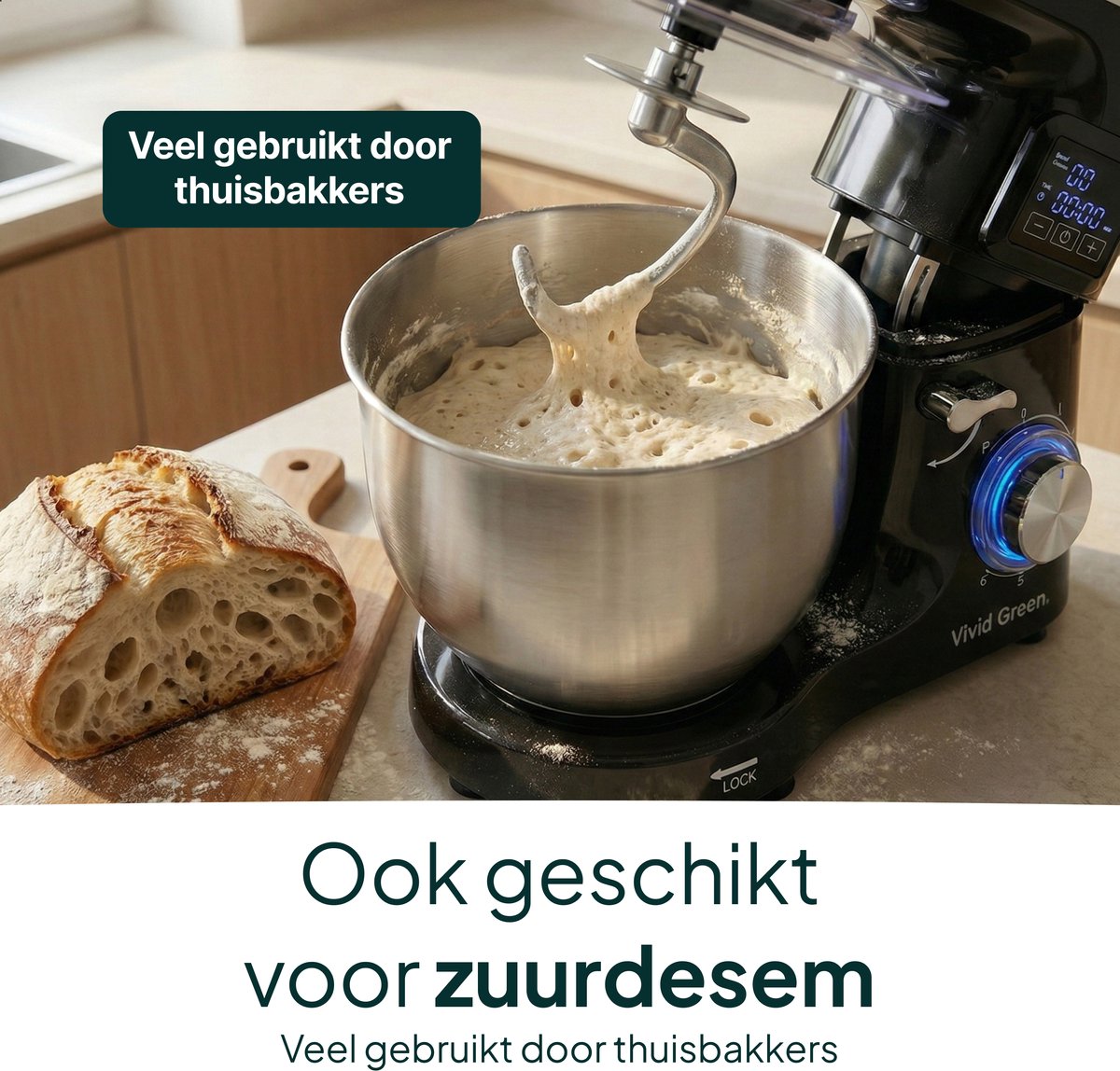 2000W Keukenmixer - Display en Timer - Keukenmachine - 6.2L - Rood