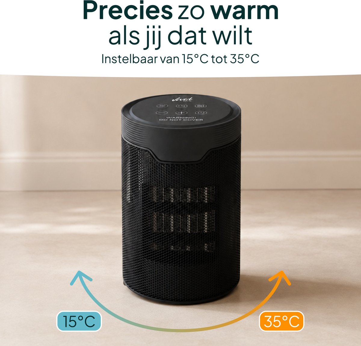 Keramische Elektrische Kachel 1500W - Ventilatorkachel - ECO-modus - Timer - Afstandsbediening - Zwart