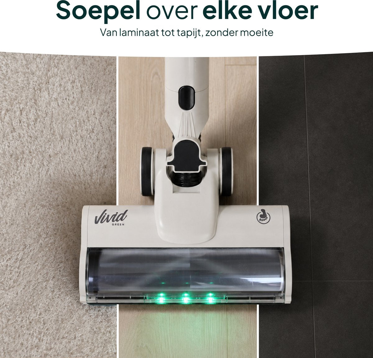 Draadloze Steelstofzuiger 150W - Kruimelzuiger - 40 Min Accuduur - LED Verlichting - HEPA Filter - Crème