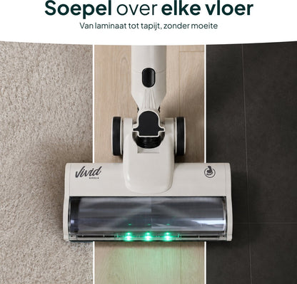 Draadloze Steelstofzuiger 150W - Kruimelzuiger - 40 Min Accuduur - LED Verlichting - HEPA Filter - Crème