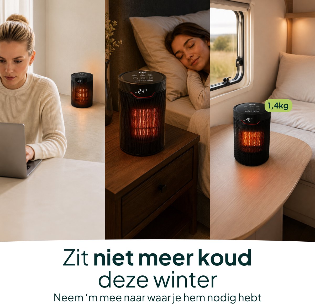 Keramische Elektrische Kachel 1500W - Ventilatorkachel - ECO-modus - Timer - Afstandsbediening - Zwart