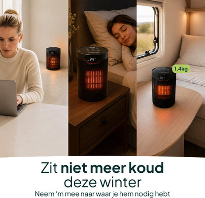 Keramische Elektrische Kachel 1500W - Ventilatorkachel - ECO-modus - Timer - Afstandsbediening - Zwart