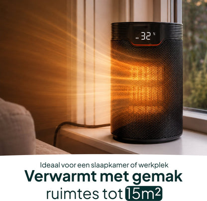 Keramische Elektrische Kachel 1500W - Ventilatorkachel - ECO-modus - Timer - Afstandsbediening - Zwart