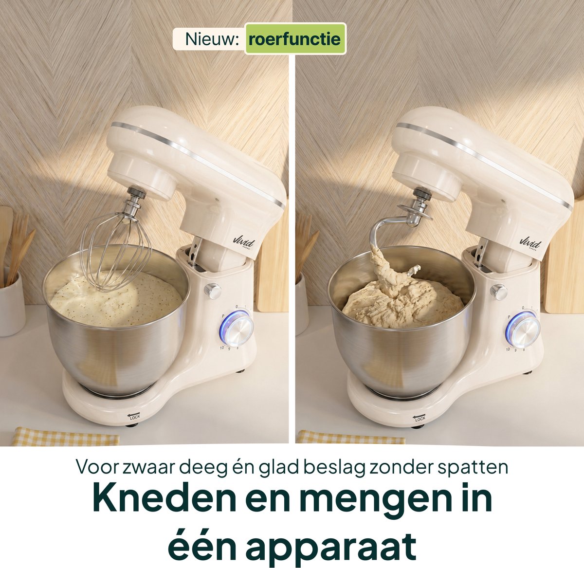 1500W Keukenmixer - 5L Mengkom - 10 Snelheden - Keukenmachine - Keukenrobot - Crème