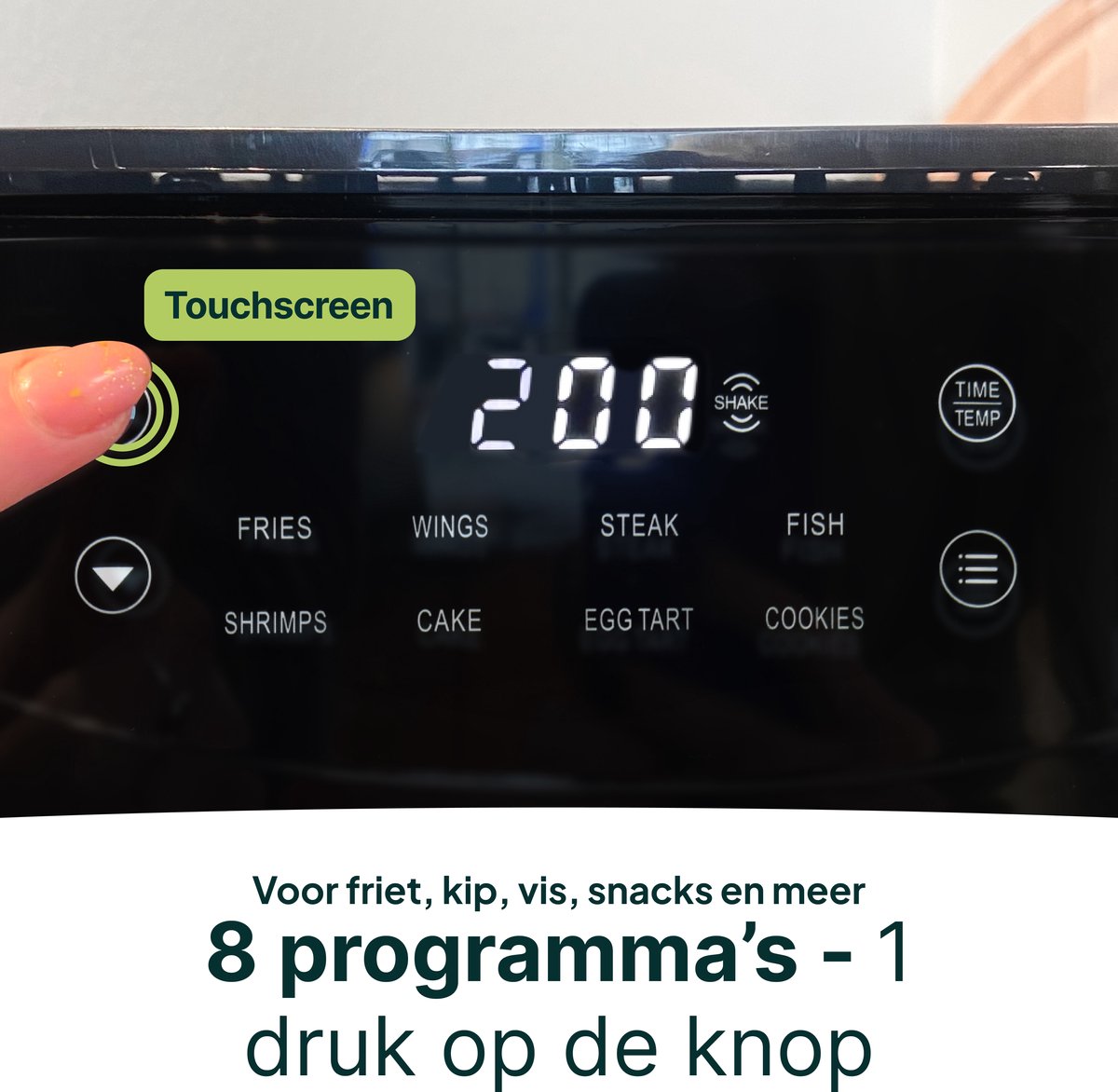 Airfryer 3L – 2 tot 3 Personen – PFAS-vrij – 8 Programma’s
