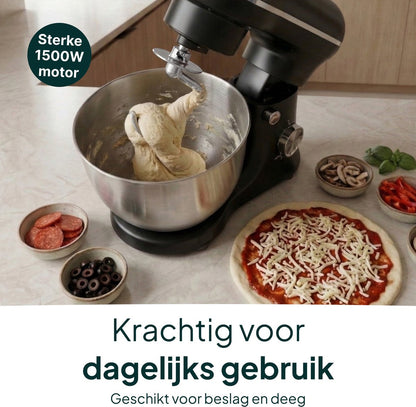 1500W Keukenmachine - Keukenrobot - 5L - Keukenmixer - Mixer met Mengkom - Rood
