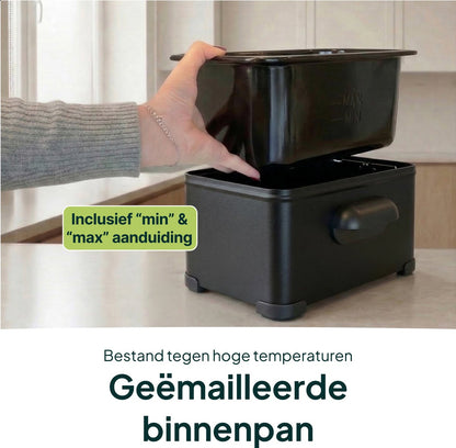Frituurpan - 3 Liter - 2000W - Friteuse - Koude Zone - Zwart