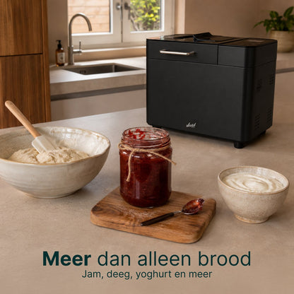 Broodbakmachine - Warmhoudfunctie & Timer - 18 programma's - 500/1000 gram - PFAS vrij - Glutenvrij programma - Broodmachine - 600W - Zwart