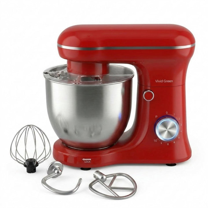 1500W Keukenmachine - Keukenrobot - 5L - Keukenmixer - Mixer met Mengkom - Rood